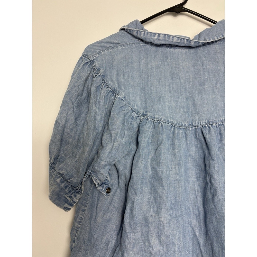 Jane and Delancey Women's Blue Short Sleeve Blouse Size M Country Boho Chic - Picture 9 of 12